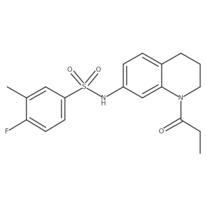 4-fluoro-3-methyl-N-(1-propanoyl-1,2,3,4-tetrahydroquinolin-7-yl)benzene-1-sulfonamide Structure