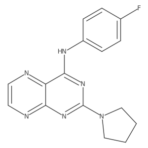 N-(4-fluorophenyl)-2-(pyrrolidin-1-yl)pteridin-4-amine Structure