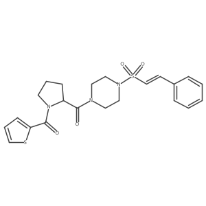 1-(2-phenylethenesulfonyl)-4-[(2S)-1-(thiophene-2-carbonyl)pyrrolidine-2-carbonyl]piperazine结构式