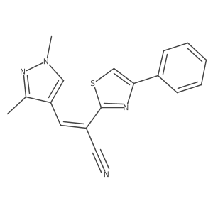 (Z)-3-(1,3-dimethyl-1H-pyrazol-4-yl)-2-(4-phenylthiazol-2-yl)acrylonitrile Structure