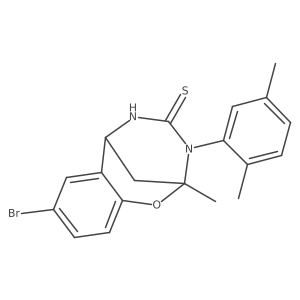 8-bromo-3-(2,5-dimethylphenyl)-2-methyl-5,6-dihydro-2H-2,6-methanobenzo[g][1,3,5]oxadiazocine-4(3H)-thione结构式