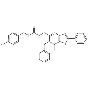 2-((3-benzyl-4-oxo-6-phenyl-4,5-dihydro-3H-pyrrolo[3,2-d]pyrimidin-2-yl)thio)-N-(4-chlorobenzyl)acetamide结构式