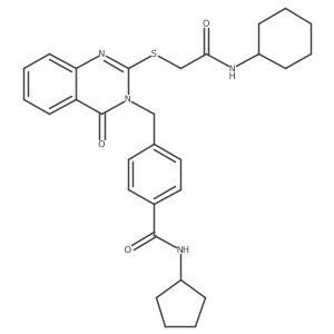 4-((2-((2-(cyclohexylamino)-2-oxoethyl)thio)-4-oxoquinazolin-3(4H)-yl)methyl)-N-cyclopentylbenzamide Structure