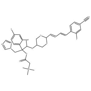 2-[(1R,2R)-2-[[trans-2-[(1E,3E)-4-(4-Cyano-2-fluorophenyl)-1,3-butadien-1-yl]-1,3-dioxan-5-yl]thio]-1-(2,4-difluorophenyl)-1-(1H-1,2,4-triazol-1-ylmethyl)propoxy]-N,N,N-trimethyl-2-oxoethanaminium结构式