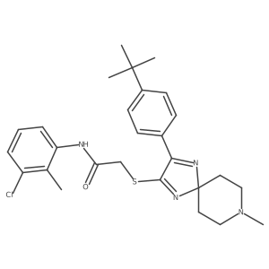 2-((3-(4-(tert-butyl)phenyl)-8-methyl-1,4,8-triazaspiro[4.5]deca-1,3-dien-2-yl)thio)-N-(3-chloro-2-methylphenyl)acetamide结构式