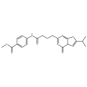 methyl 4-[[2-[(4-oxo-6-propan-2-yl-4aH-thieno[2,3-d]pyrimidin-2-yl)methylsulfanyl]acetyl]amino]benzoate结构式