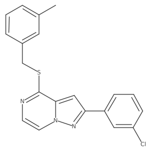 2-(3-Chlorophenyl)-4-[(3-methylbenzyl)thio]pyrazolo[1,5-a]pyrazine结构式