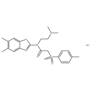N-(5,6-Dimethyl-1,3-benzothiazol-2-YL)-N-[2-(dimethylamino)ethyl]-2-(4-methylbenzenesulfonyl)acetamide hydrochloride Structure