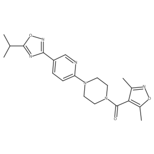 (3,5-Dimethylisoxazol-4-yl)(4-(5-(5-isopropyl-1,2,4-oxadiazol-3-yl)pyridin-2-yl)piperazin-1-yl)methanone结构式