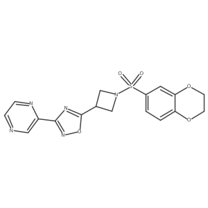 5-(1-((2,3-Dihydrobenzo[b][1,4]dioxin-6-yl)sulfonyl)azetidin-3-yl)-3-(pyrazin-2-yl)-1,2,4-oxadiazole Structure