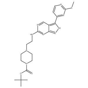 4-{2-[3-(2-methylsulfanyl-pyrimidin-4-yl)-1H-pyrazolo[3,4-d]pyrimidin-6-ylamino]-ethyl}-piperazine-1-carboxylic acid tert-butyl ester Structure