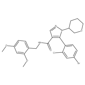 5-(4-Bromo-2-chlorophenyl)-N-(2,4-dimethoxybenzyl)-1-(tetrahydro-2H-pyran-3-yl)-1H-pyrazole-4-carboxamide结构式