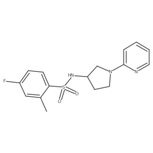 4-fluoro-2-methyl-N-(1-(pyridin-2-yl)pyrrolidin-3-yl)benzenesulfonamide结构式