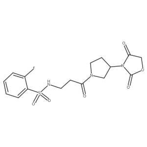 N-(3-(3-(2,4-dioxooxazolidin-3-yl)pyrrolidin-1-yl)-3-oxopropyl)-2-fluorobenzenesulfonamide结构式