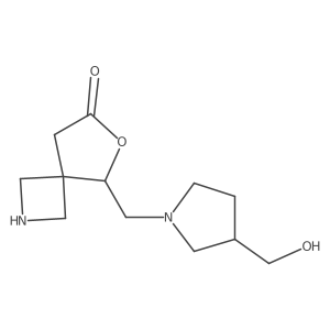 5-{[3-(Hydroxymethyl)pyrrolidin-1-yl]methyl}-6-oxa-2-azaspiro[3.4]octan-7-one结构式