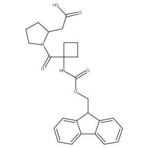 2-[(2R)-1-[1-({[(9H-fluoren-9-yl)methoxy]carbonyl}amino)cyclobutanecarbonyl]pyrrolidin-2-yl]acetic acid Structure