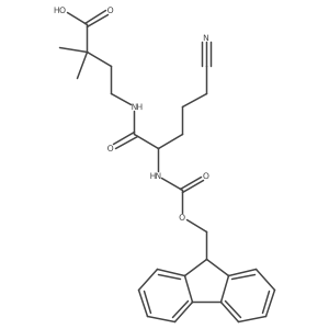 4-[5-cyano-2-({[(9H-fluoren-9-yl)methoxy]carbonyl}amino)pentanamido]-2,2-dimethylbutanoic acid结构式