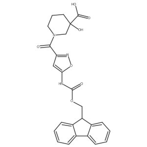1-[5-({[(9H-fluoren-9-yl)methoxy]carbonyl}amino)-1,2-oxazole-3-carbonyl]-3-hydroxypiperidine-3-carboxylic acid结构式
