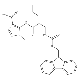5-{2-[({[(9H-fluoren-9-yl)methoxy]carbonyl}amino)methyl]pentanamido}-1-methyl-1H-pyrazole-4-carboxylic acid结构式