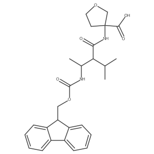 3-[3-({[(9H-fluoren-9-yl)methoxy]carbonyl}amino)-2-(propan-2-yl)butanamido]oxolane-3-carboxylic acid结构式