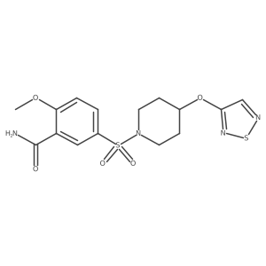 2-methoxy-5-[[4-(1,2,5-thiadiazol-3-yloxy)-1-piperidyl]sulfonyl]benzamide结构式