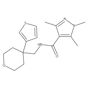 1,3,5-trimethyl-N-{[4-(thiophen-3-yl)oxan-4-yl]methyl}-1H-pyrazole-4-carboxamide结构式
