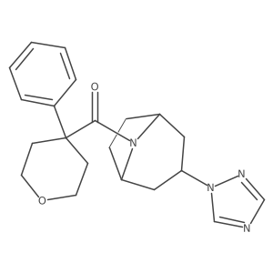 ((1R,5S)-3-(1H-1,2,4-triazol-1-yl)-8-azabicyclo[3.2.1]octan-8-yl)(4-phenyltetrahydro-2H-pyran-4-yl)methanone结构式