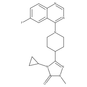 4-cyclopropyl-3-[1-(6-fluoroquinazolin-4-yl)piperidin-4-yl]-1-methyl-4,5-dihydro-1H-1,2,4-triazol-5-one结构式