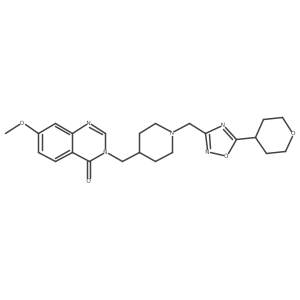 7-Methoxy-3-[(1-{[5-(oxan-4-yl)-1,2,4-oxadiazol-3-yl]methyl}piperidin-4-yl)methyl]-3,4-dihydroquinazolin-4-one结构式