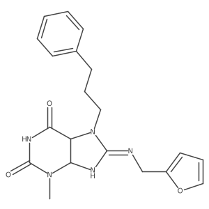 8-(furan-2-ylmethylimino)-3-methyl-7-(3-phenylpropyl)-5,9-dihydro-4H-purine-2,6-dione Structure