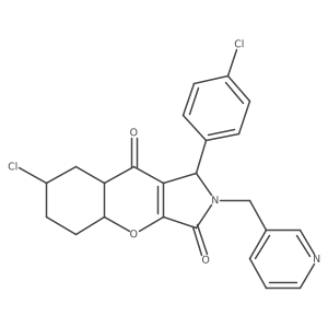 7-chloro-1-(4-chlorophenyl)-2-(pyridin-3-ylmethyl)-4a,5,6,7,8,8a-hexahydro-1H-chromeno[2,3-c]pyrrole-3,9-dione结构式
