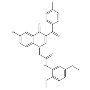 2-(6-chloro-3-(4-methylbenzoyl)-4-oxoquinolin-1(4H)-yl)-N-(2,5-dimethoxyphenyl)acetamide结构式