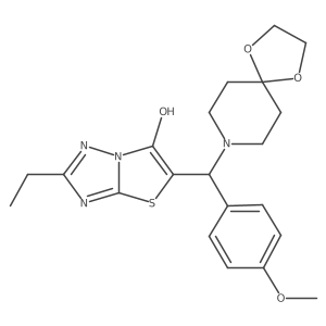 2-Ethyl-5-((4-methoxyphenyl)(1,4-dioxa-8-azaspiro[4.5]decan-8-yl)methyl)thiazolo[3,2-b][1,2,4]triazol-6-ol Structure