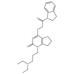 1-(3-(diethylamino)propyl)-4-((2-(indolin-1-yl)-2-oxoethyl)thio)-6,7-dihydro-1H-cyclopenta[d]pyrimidin-2(5H)-one Structure