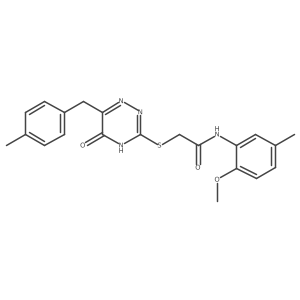 N-(2-methoxy-5-methylphenyl)-2-((6-(4-methylbenzyl)-5-oxo-4,5-dihydro-1,2,4-triazin-3-yl)thio)acetamide结构式
