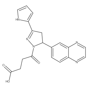 4-(3-(1H-pyrrol-2-yl)-5-(quinoxalin-6-yl)-4,5-dihydro-1H-pyrazol-1-yl)-4-oxobutanoic acid结构式