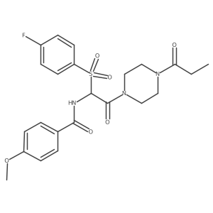 N-(1-((4-fluorophenyl)sulfonyl)-2-oxo-2-(4-propionylpiperazin-1-yl)ethyl)-4-methoxybenzamide结构式