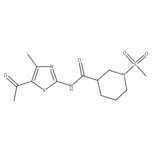 N-(5-acetyl-4-methylthiazol-2-yl)-1-(methylsulfonyl)piperidine-3-carboxamide结构式