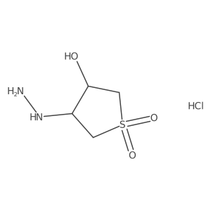 3-Hydrazinyl-4-hydroxytetrahydrothiophene 1,1-dioxide hydrochloride结构式