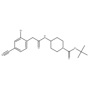 N-Boc 4-{[(2-bromo-4-cyanophenyl)acetyl]amino}piperidine结构式