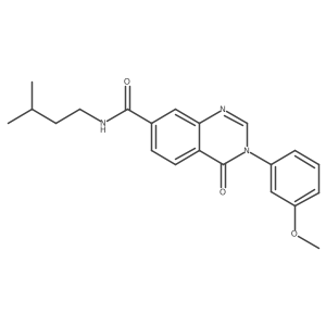 COc1cccc(-n2cnc3cc(C(=O)NCCC(C)C)ccc3c2=O)c1结构式