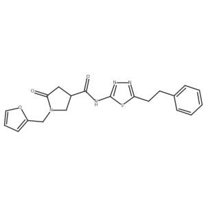 1-(furan-2-ylmethyl)-5-oxo-N-[(2E)-5-(2-phenylethyl)-1,3,4-thiadiazol-2(3H)-ylidene]pyrrolidine-3-carboxamide Structure