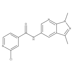 2-chloro-N-{1,3-dimethyl-1H-pyrazolo[3,4-b]pyridin-5-yl}pyridine-4-carboxamide结构式