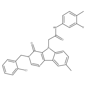 2-(3-(2-chlorobenzyl)-8-methyl-4-oxo-3H-pyrimido[5,4-b]indol-5(4H)-yl)-N-(3-fluoro-4-methylphenyl)acetamide Structure