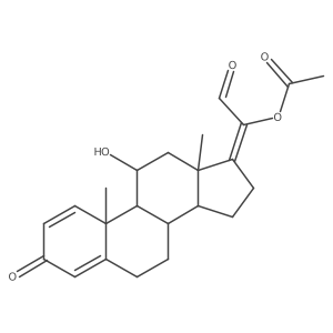 (11beta,17Z)-20-(Acetyloxy)-11-hydroxy-3-oxopregna-1,4,17(20)-trien-21-al结构式