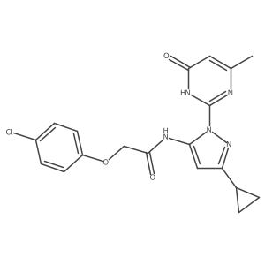 2-(4-chlorophenoxy)-N-(3-cyclopropyl-1-(4-methyl-6-oxo-1,6-dihydropyrimidin-2-yl)-1H-pyrazol-5-yl)acetamide Structure