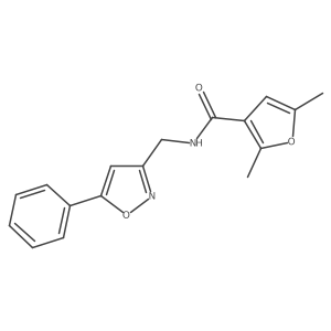 2,5-dimethyl-N-((5-phenylisoxazol-3-yl)methyl)furan-3-carboxamide结构式
