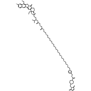 [(19S)-10,19-diethyl-7-hydroxy-14,18-dioxo-17-oxa-3,13-diazapentacyclo[11.8.0.02,11.04,9.015,20]henicosa-1(21),2,4(9),5,7,10,15(20)-heptaen-19-yl] [2-[[2-[2-[2-[2-[2-[2-[2-[2-[2-[2-[2-[4-[[[4-[(2,5-dioxopyrrol-1-yl)methyl]cyclohexanecarbonyl]amino]methyl]triazol-1-yl]ethoxy]ethoxy]ethoxy]ethoxy]ethoxy]ethoxy]ethoxy]ethoxy]ethylamino]-2-oxoethoxy]acetyl]amino]-3-methylbutyl] carbonate Structure