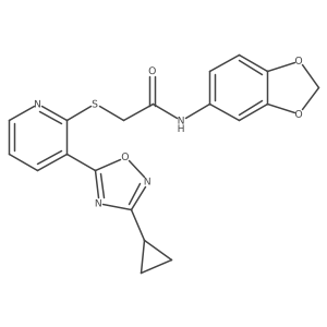 N-(benzo[d][1,3]dioxol-5-yl)-2-((3-(3-cyclopropyl-1,2,4-oxadiazol-5-yl)pyridin-2-yl)thio)acetamide Structure