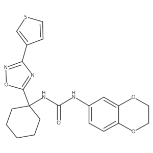 1-(2,3-Dihydro-1,4-benzodioxin-6-yl)-3-{1-[3-(thiophen-3-yl)-1,2,4-oxadiazol-5-yl]cyclohexyl}urea结构式